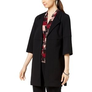 Nine West Black Wing-Lapel Topper Jacket Cardigan Coat